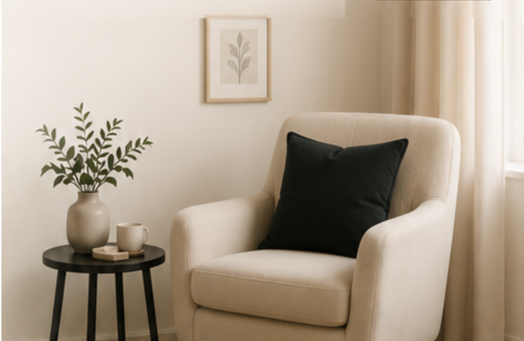 cream therapy chair black cushion to side cream therapy chair black cushion to side